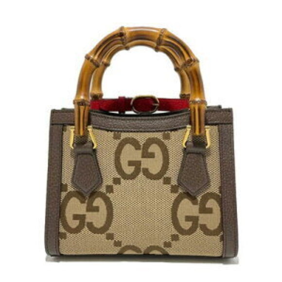 Gucci Diana Bag Jumbo GG Canvas Leather Bamboo Brown - Picture 2 of 8